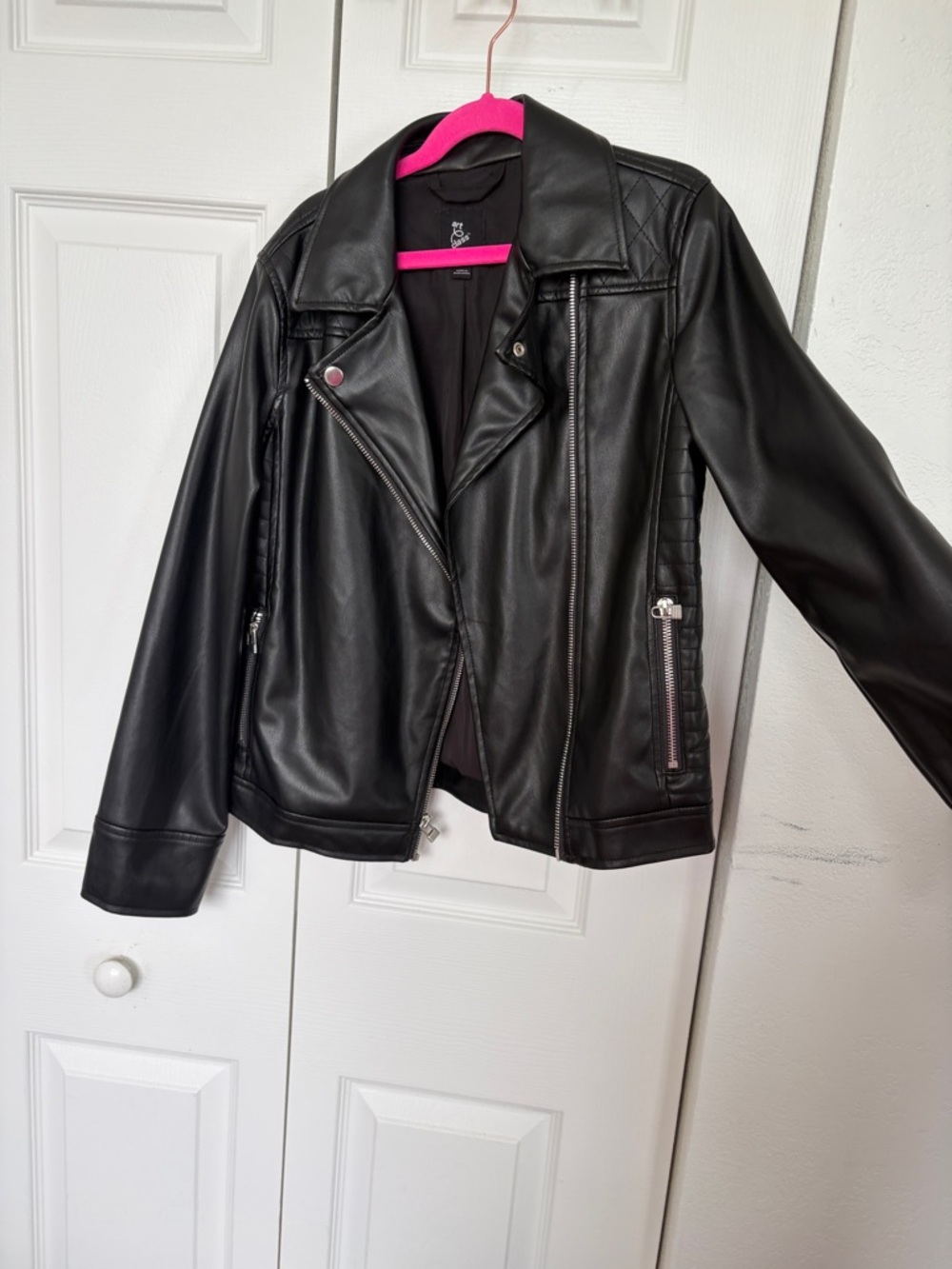 Kids Black Faux Leather Moto Jacket